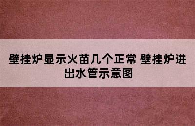 壁挂炉显示火苗几个正常 壁挂炉进出水管示意图